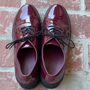 Burgundy platform flats